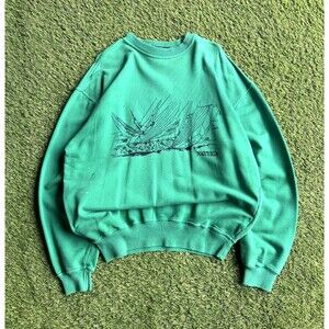 Vintage Nautica Coastal Sailing Crewneck Large Green Sweatshirt Maritime 90s
